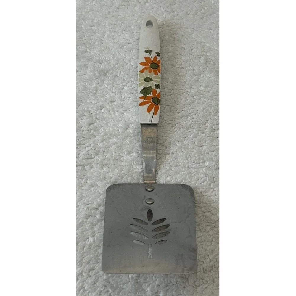 Vtg EKCO Country Garden Daisy Flowers Small Stainless Slotted Spatula **EUC**